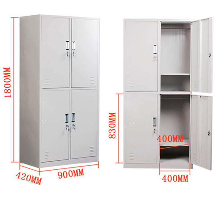厂家直销员工四门铁衣柜 实用员工四门衣柜 员工铁皮衣柜