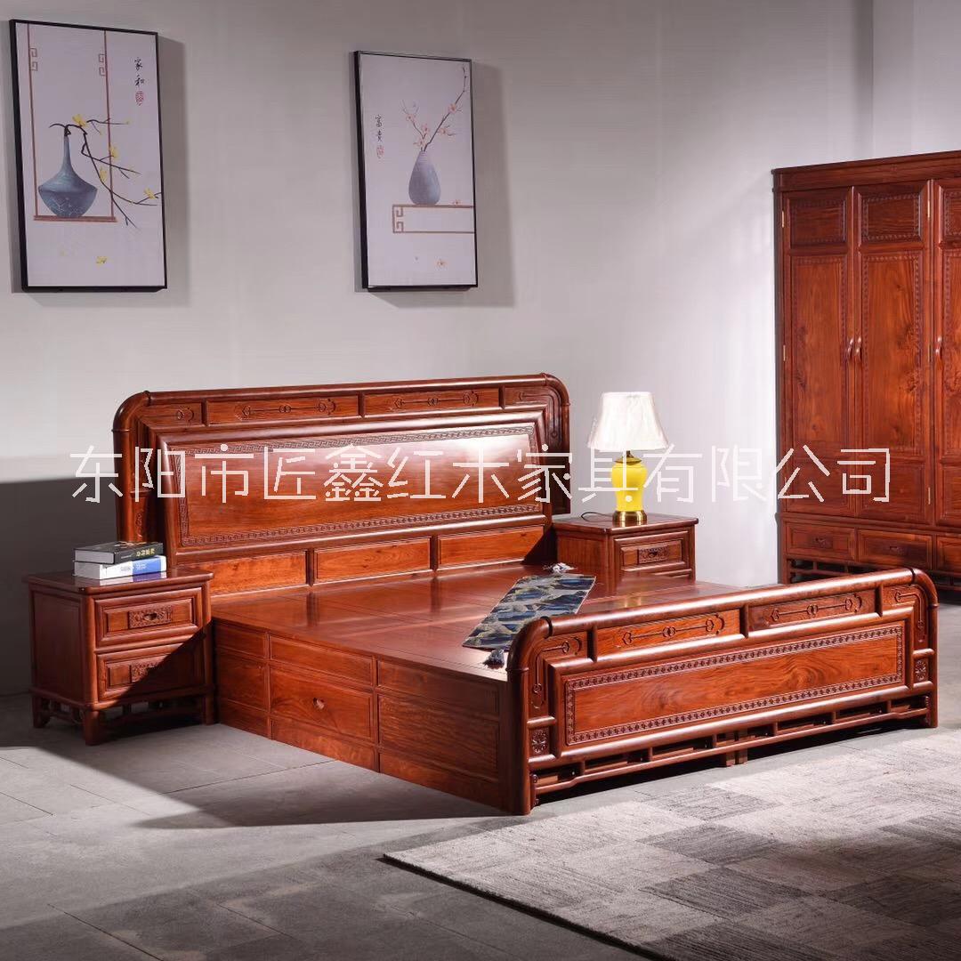匠鑫紅木家具花梨木大床圖片