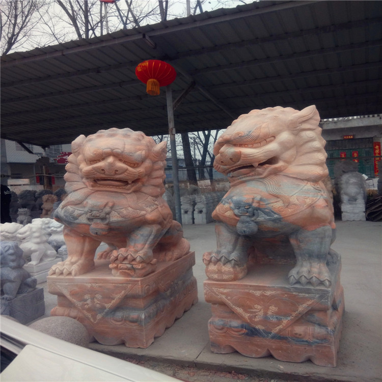 石獅子晚霞紅圖片