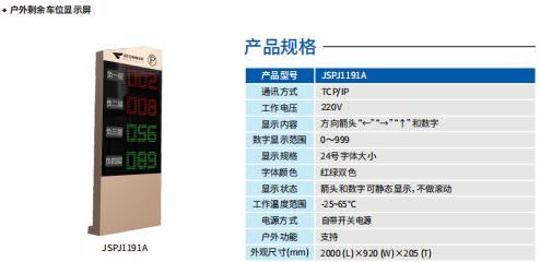 桂林捷顺剩余车位显示屏JSPJ1191-N 柳州捷顺剩余车位显示屏JSPJ1191 广西捷顺剩余车位显示屏