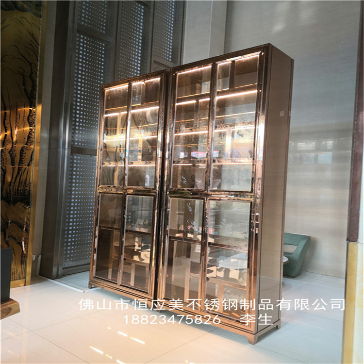 不銹鋼紅酒展示柜 拉絲酒柜圖片