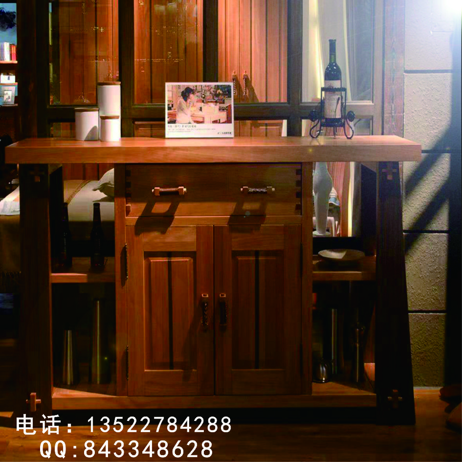 牛仔部落 北歐藝家實(shí)木餐邊柜 紅胡桃木西部牛仔騎士家具