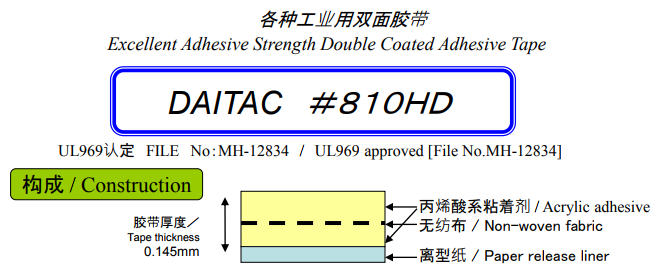 810HD無紡布基材雙面膠帶圖片