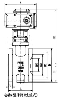 电动V型调节球阀_法兰式