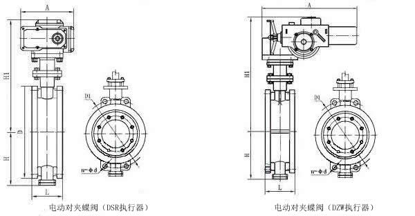 电动对夹蝶阀_外形尺寸