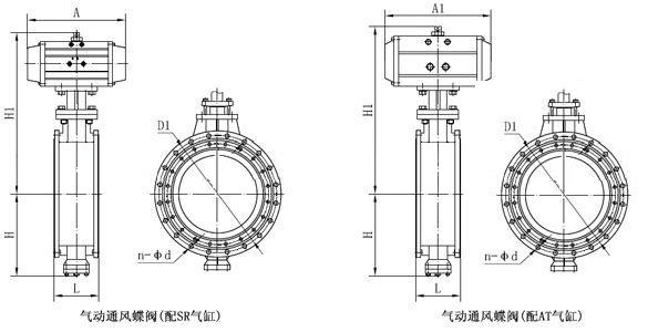 气动通风蝶阀_外形尺寸