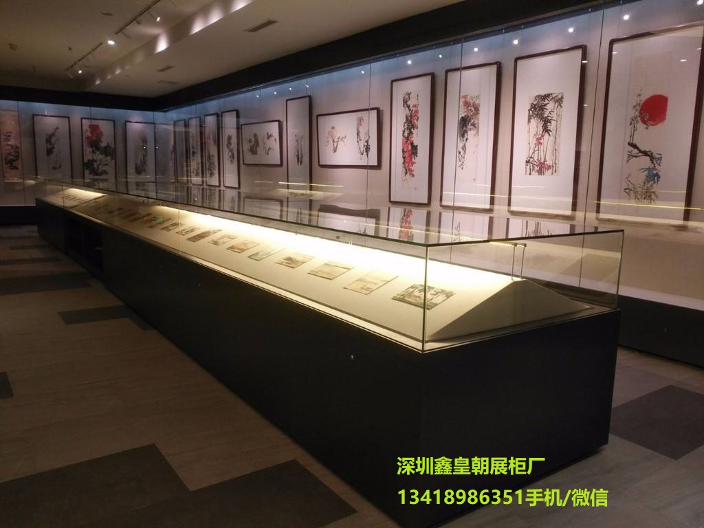 美术馆玻璃展柜定做|美术馆遥控门展柜定做|美术馆书画展柜定做|展柜制作厂家图片