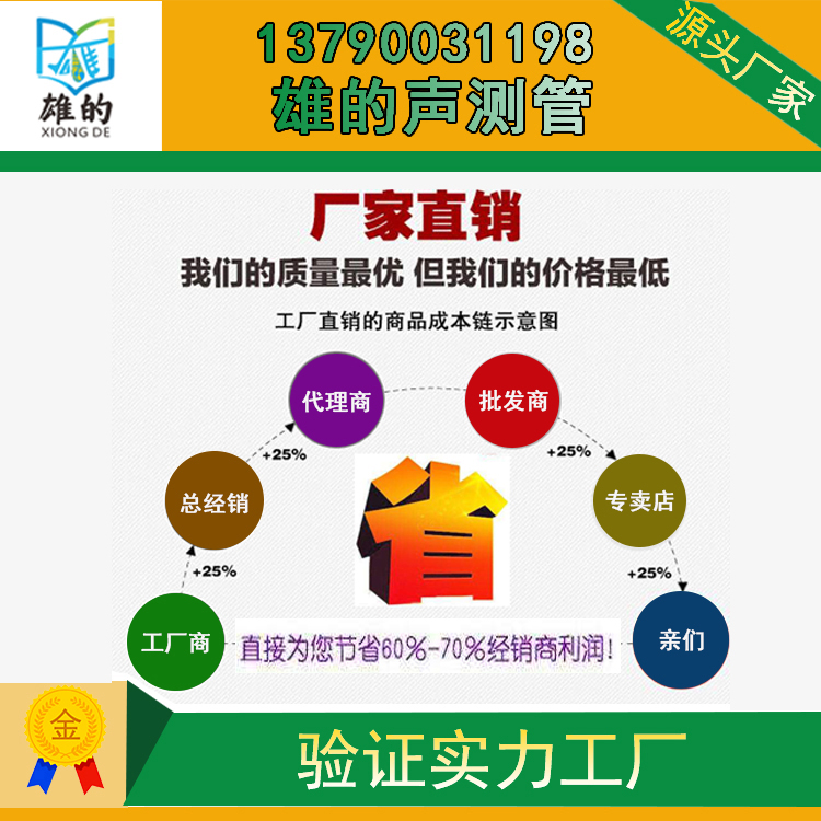 直插式声测管厂家报价、价钱、价格、批发【广东雄的建材有限公司】图片