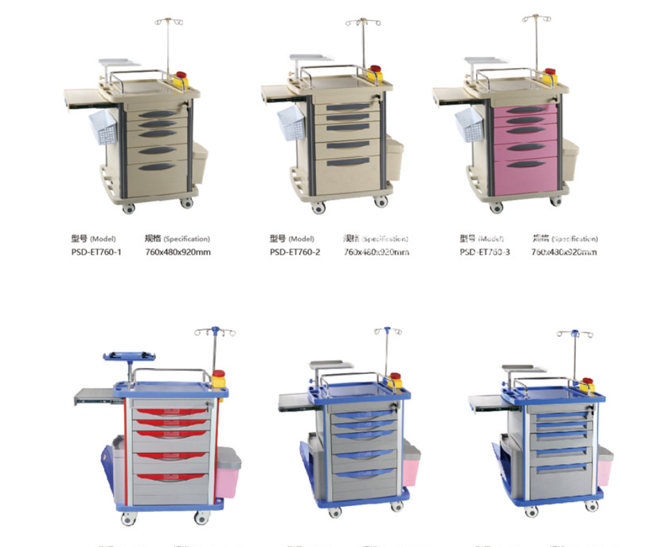输液车医院ABS手术美容车五抽屉对开门双排麻醉盒护 药品车 美容车图片