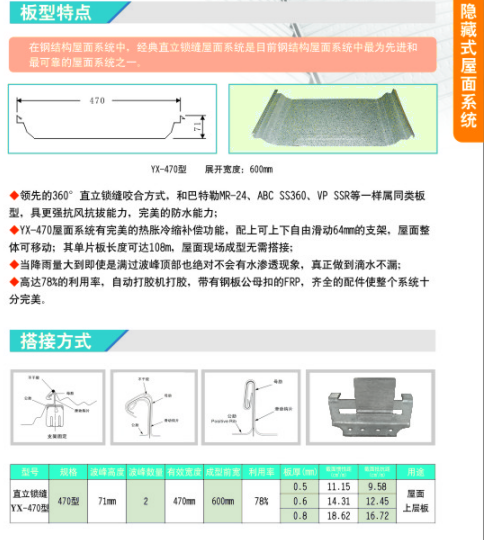 苏州市暗扣760型屋面彩钢板厂家供应太仓暗扣角弛型屋面板暗扣760型暗扣820型屋面板暗扣760型屋面彩钢板直立锁边彩钢瓦