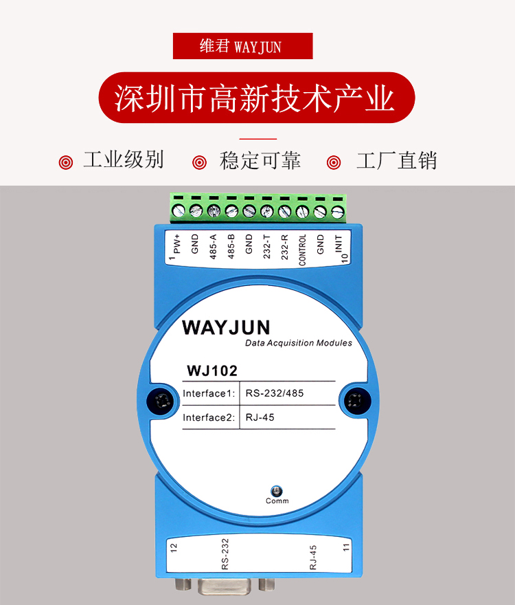 RS232转RJ45 Modbus RTU转Modbus TCP模块图片