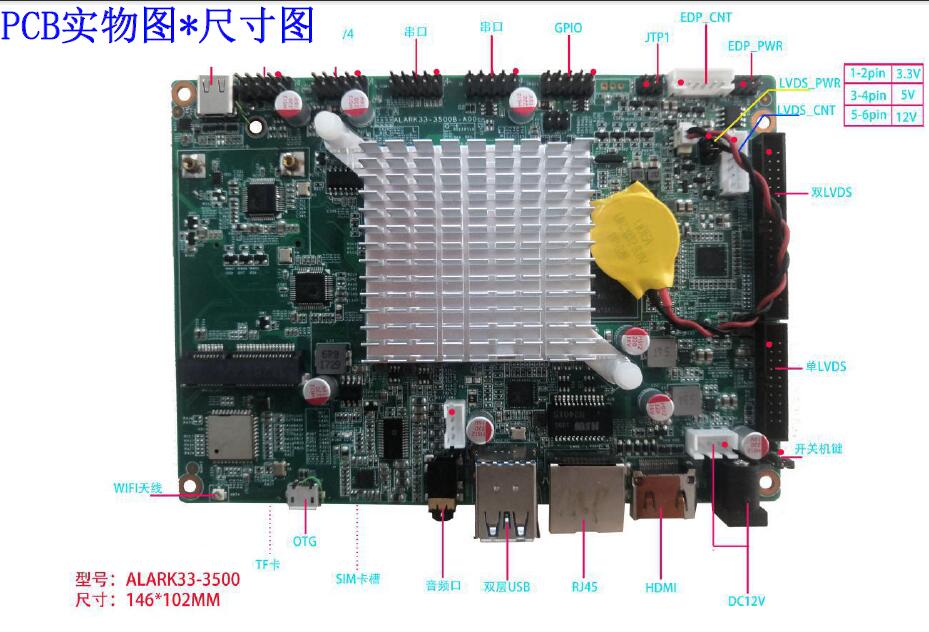 GZRK33-3500B RK3399嵌入式安卓主板嵌入式安卓工控主板android开发板图片