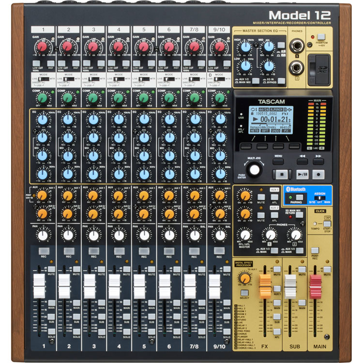 达斯冠 Model 12 Tascam 多功能调音台 SD卡多轨录音调音台 USB蓝牙录音调音台 数字调音台 多轨直接录