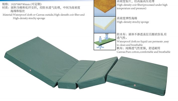 医用床垫四折棕加海绵供应病床厂家38密度上海盛泓可定制牛津布图片