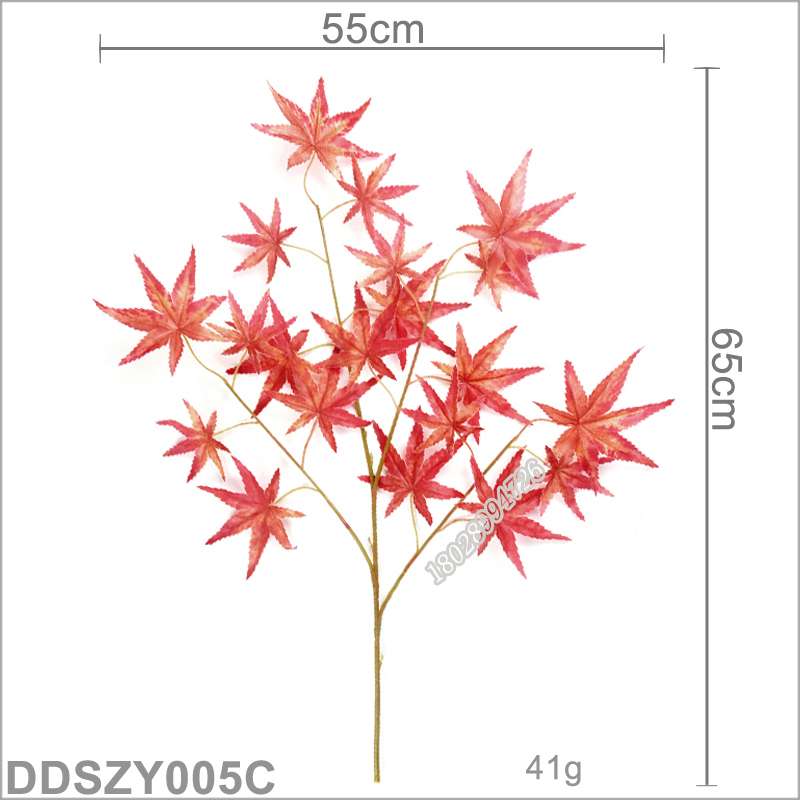 东莞市红枫叶厂家仿真红枫树叶植物7叉32cm把束手感胶叶植物墙装饰枝叶红枫叶