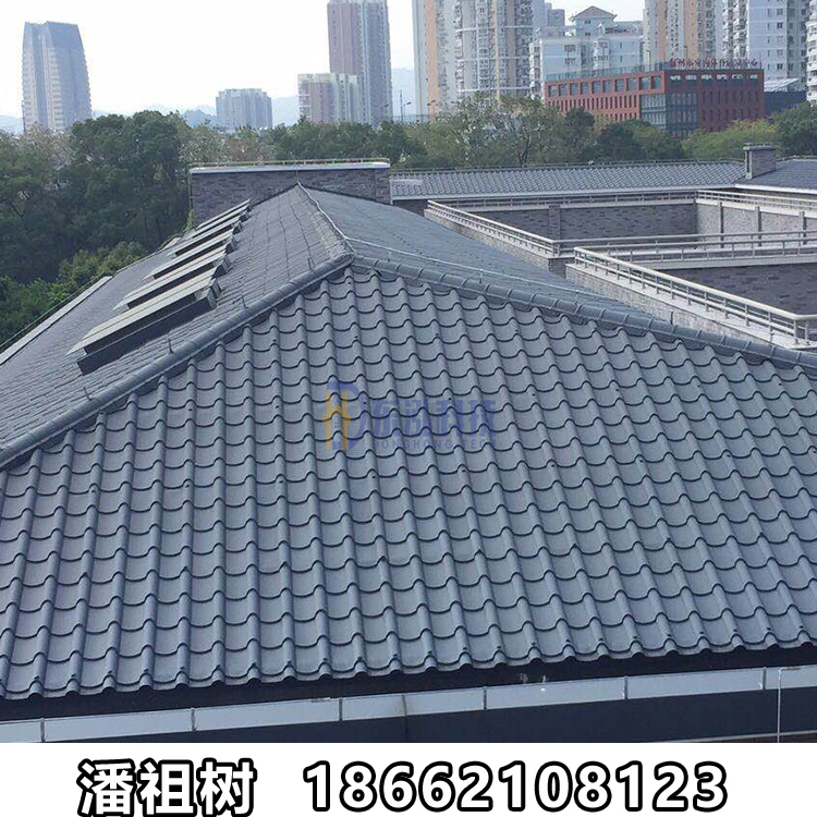 0.8mm厚765型仿古连体瓦 仿古琉璃瓦檐 苏式古建屋面仿古金属瓦