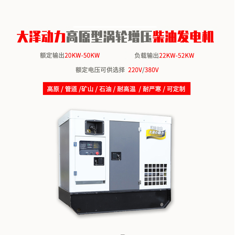 大泽动力 静音水冷柴油发电机30KW 高原款 单/三项 30KW高原款柴油发电机图片