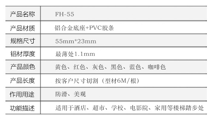 苏州市苏州铝合金楼梯防滑条FH-55厂家