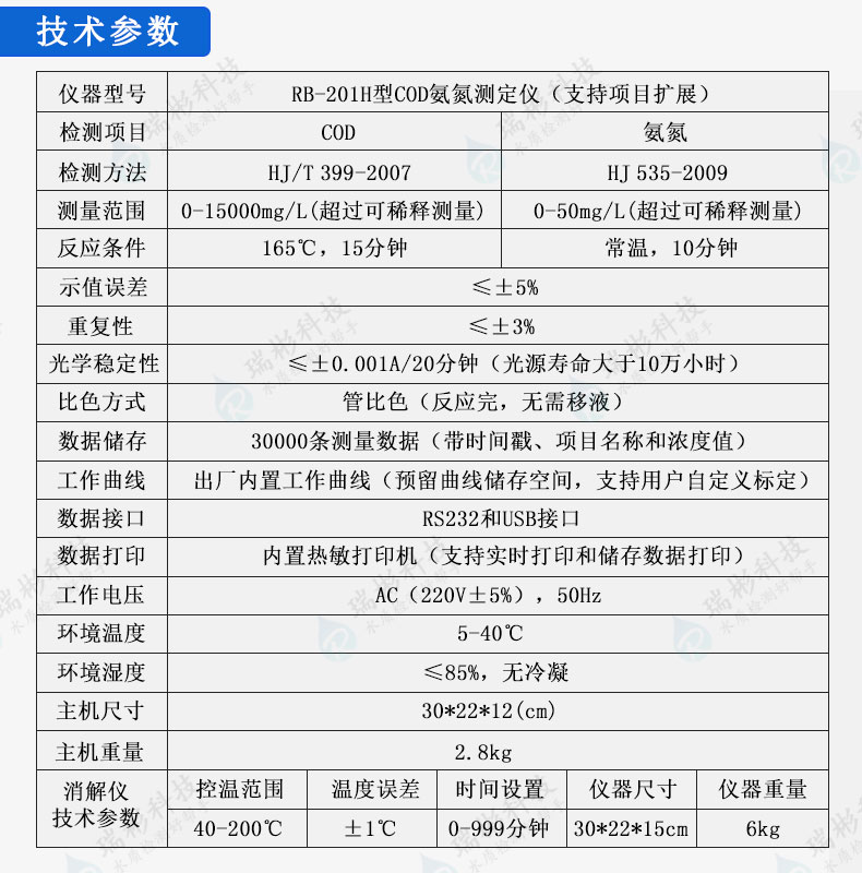 COD氨氮测定仪技术参数