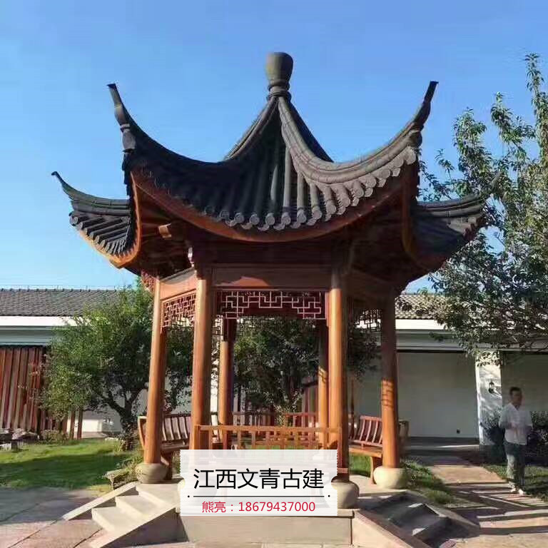 古建六角凉亭户外古建亭防腐木亭休闲六角/ 古建四角凉亭 古建六角凉亭