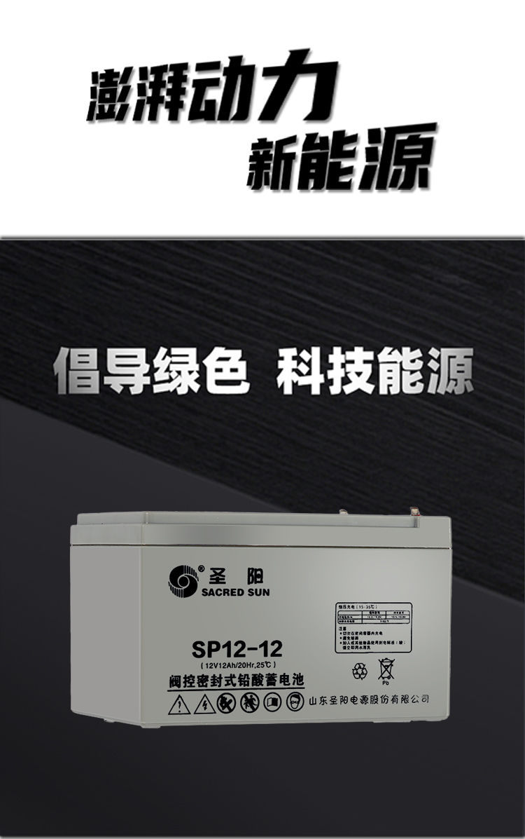 山东青岛 圣阳SP12-24A蓄电池 12V24A AH蓄电池免维护图片