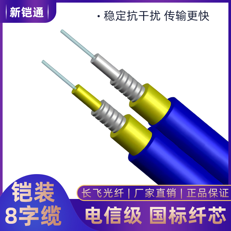 铠装电缆-矿用光缆专业生产厂家 铠装光缆厂家定制  6芯4芯48芯单模线铠装8芯室外光纤图片