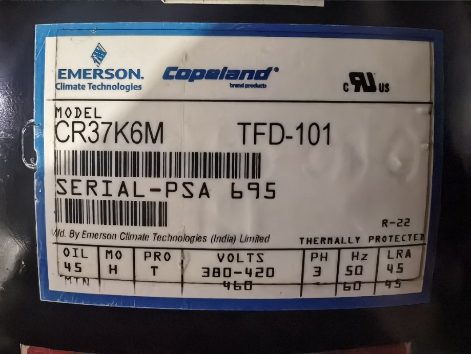 CR37K6M TFD-101 EMERSON Copeland 制冷压缩机图片