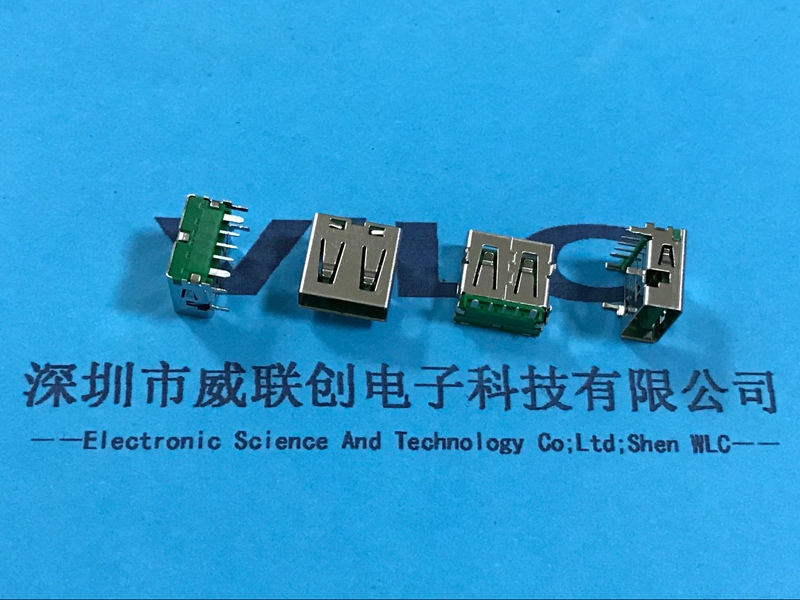 手机快充充电器USB2.0母座 5P 绿色胶芯 大电流USB充电母座