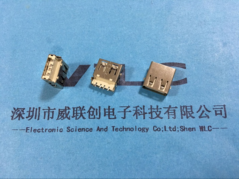 180度USB连接器 SMT 沉板USB2.0母座图片