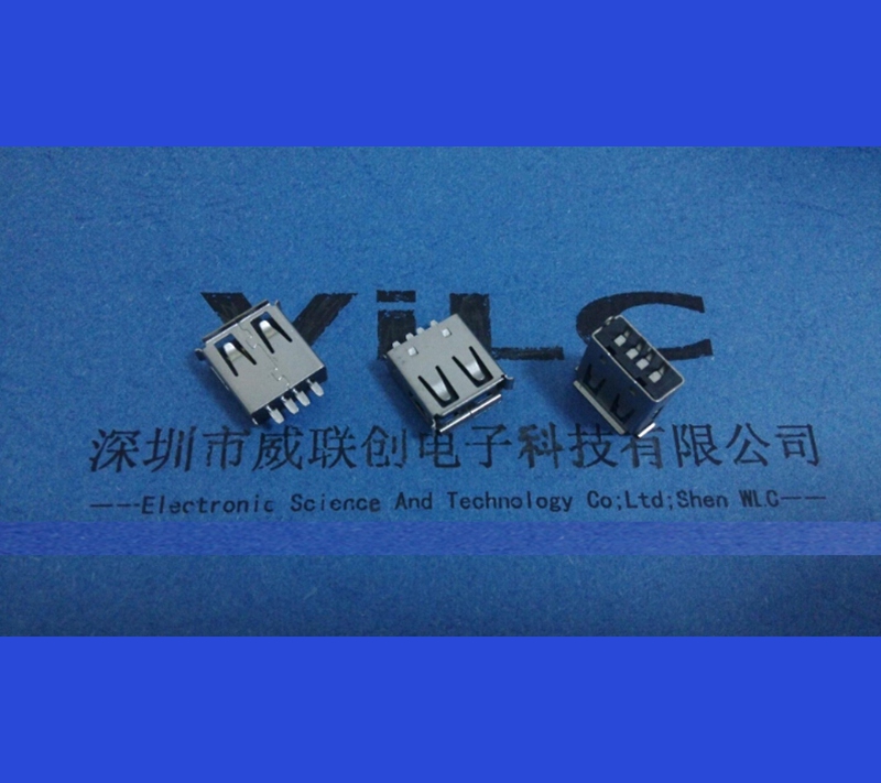 A母180度USB2.0母座 焊线式13.7长图片