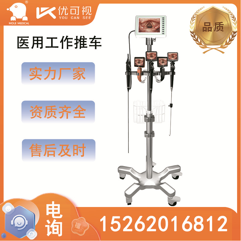 医用工作推车 视频气管插管镜厂家 鼹鼠医疗内窥镜工作推车 电子支气管镜