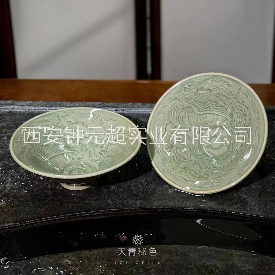 陕西特色礼品耀州窑瓷器厂家耀州窑手绘青花瓷器图片