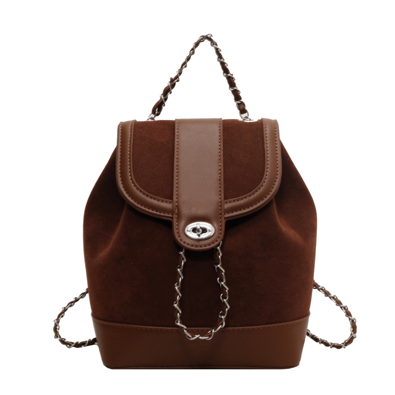 復(fù)古鏈條雙肩包簡(jiǎn)約時(shí)尚背包新款時(shí)尚休閑包學(xué)院風(fēng)磨砂潮搭水桶包