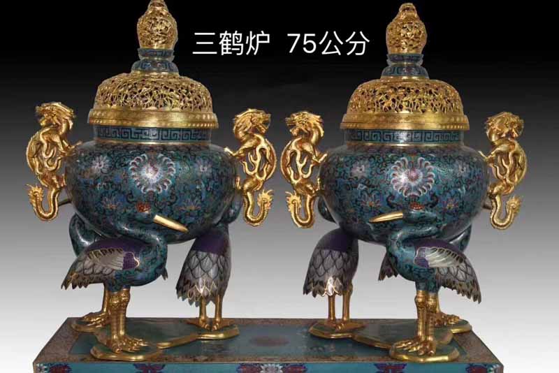 景泰藍工藝品加工定制紫銅胎高溫燒制而成銅胎掐絲琺瑯工藝品純手工制作 老北京景泰藍花瓶