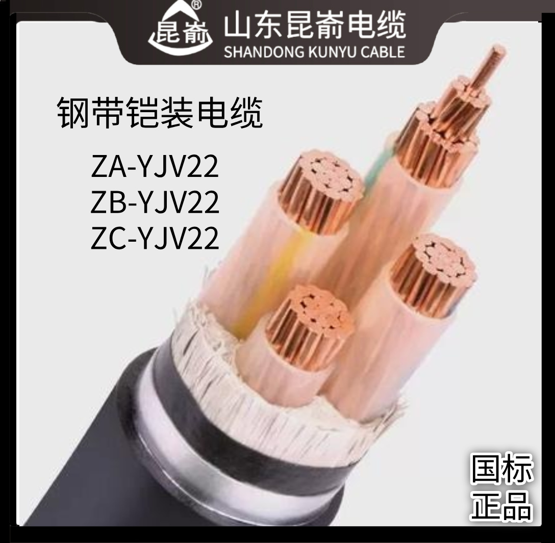 威海電線電纜公司文登電纜昆崳電纜地埋 鋼帶鎧裝YJV22 三芯銅電纜