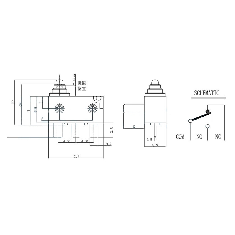 13.3*7*5.3防水IP67微動(dòng)開關(guān)醫(yī)療器械電動(dòng)工具智能門鎖信號(hào)開關(guān)
