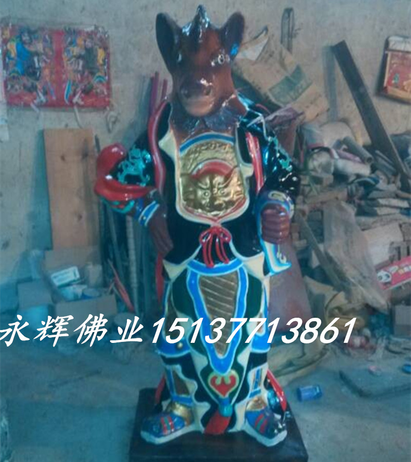 河南永輝佛業(yè)供應(yīng)用于供奉的鬼王鐘馗彩繪玻璃鋼神像