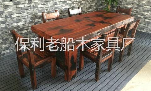 供應老船木餐桌椅子實木餐廳大板桌椅