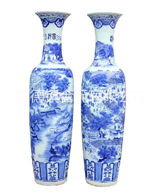 青花大花瓶，青花瓷落地大花瓶