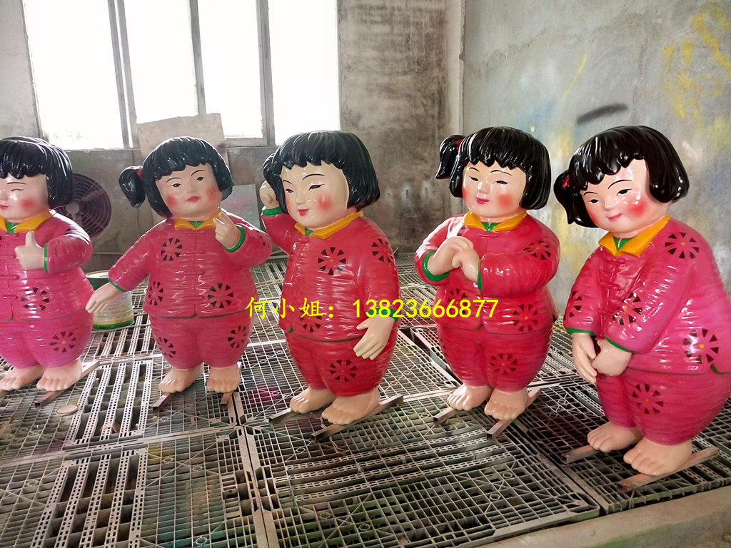 廠家供應(yīng)玻璃鋼中國娃娃卡通雕塑 卡通中國娃娃雕塑造型