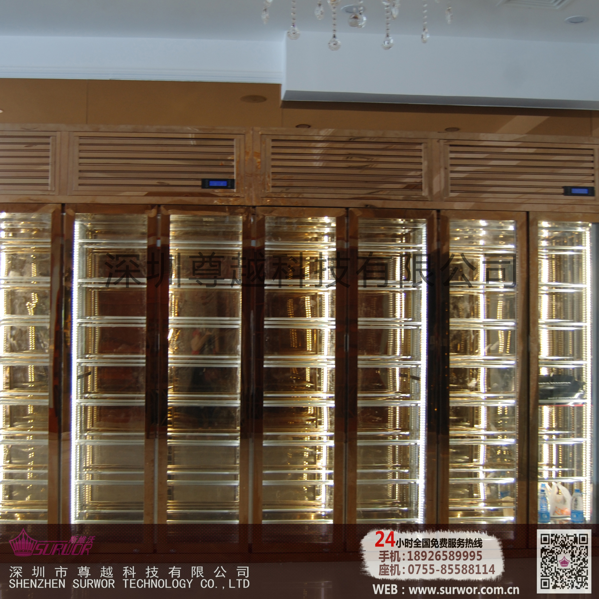 專業(yè)定制玫瑰金不銹鋼紅酒柜 不銹鋼恒溫酒柜定制