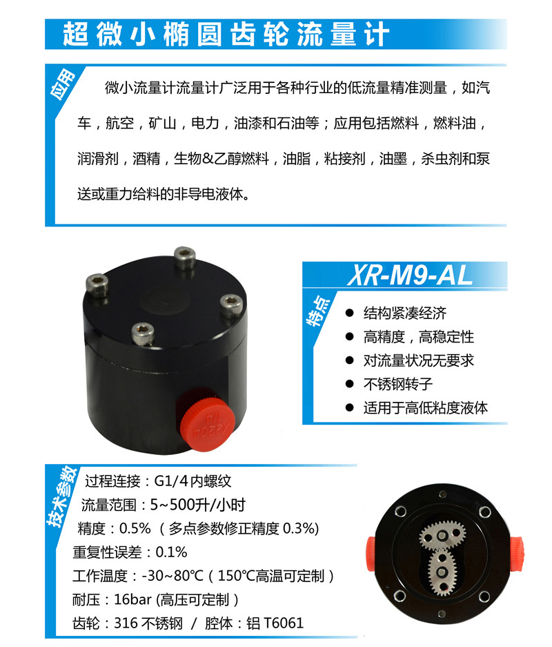 XR-M9-AL 微小橢圓齒輪流量計(jì) 微小型齒輪流量計(jì) 微小橢圓