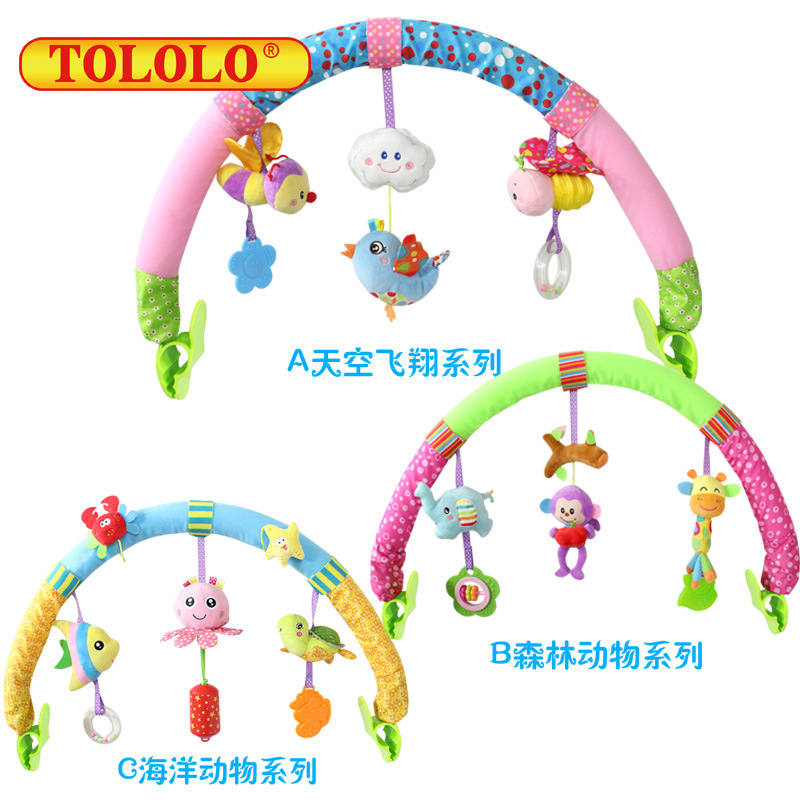 TOLOLOTOLOLO新款嬰幼兒卡通動(dòng)物音樂響鈴BB車床夾寶寶毛絨玩具