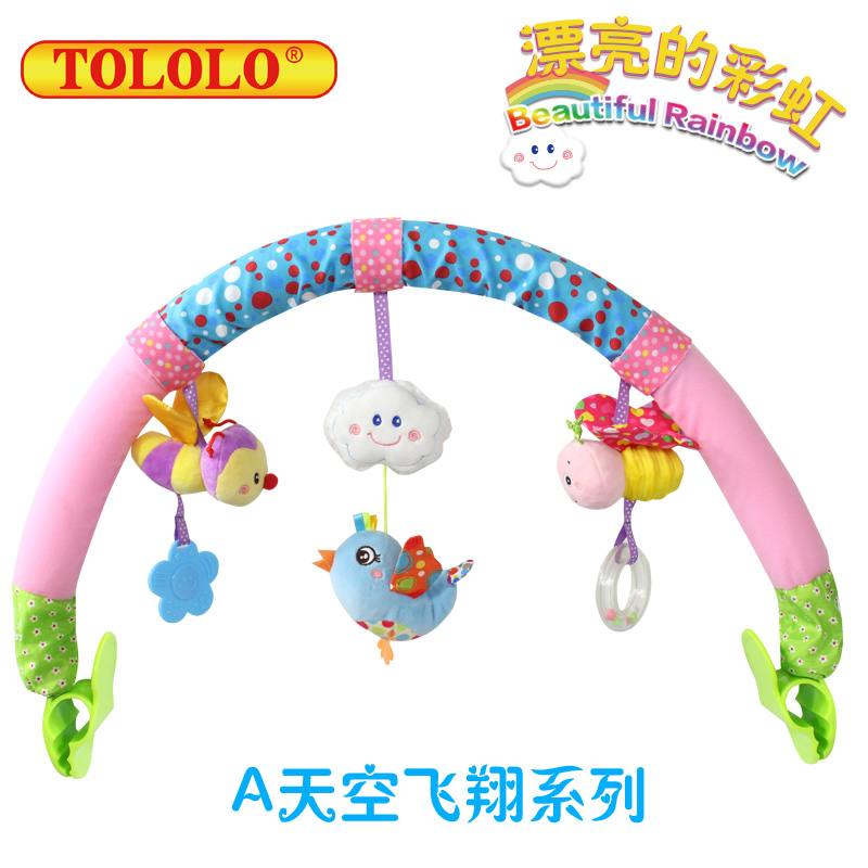 TOLOLOTOLOLO新款嬰幼兒卡通動(dòng)物音樂響鈴BB車床夾寶寶毛絨玩具