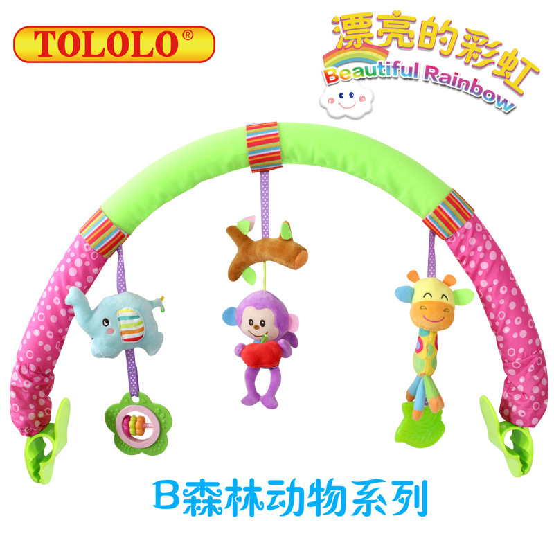TOLOLOTOLOLO新款嬰幼兒卡通動(dòng)物音樂響鈴BB車床夾寶寶毛絨玩具