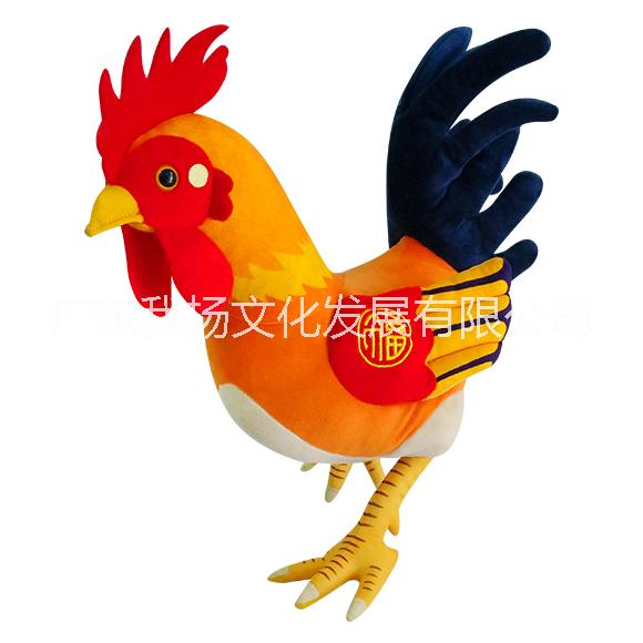 毛絨仿真雞  生肖雞 雞年吉祥物 啼叫雞公仔 站立雞毛絨公仔