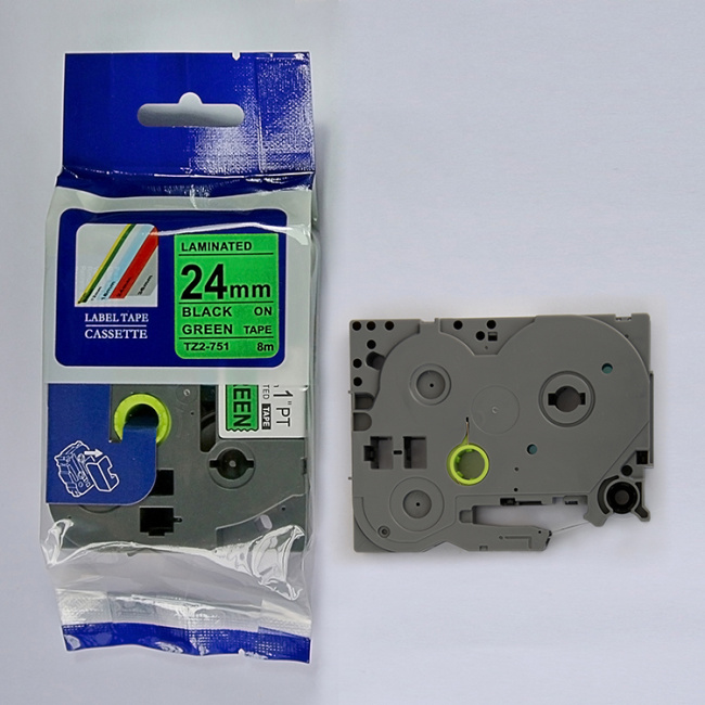 兄弟覆膜標(biāo)簽色帶TZ-731 綠底黑字12mm 兄弟覆膜標(biāo)簽批發(fā)商