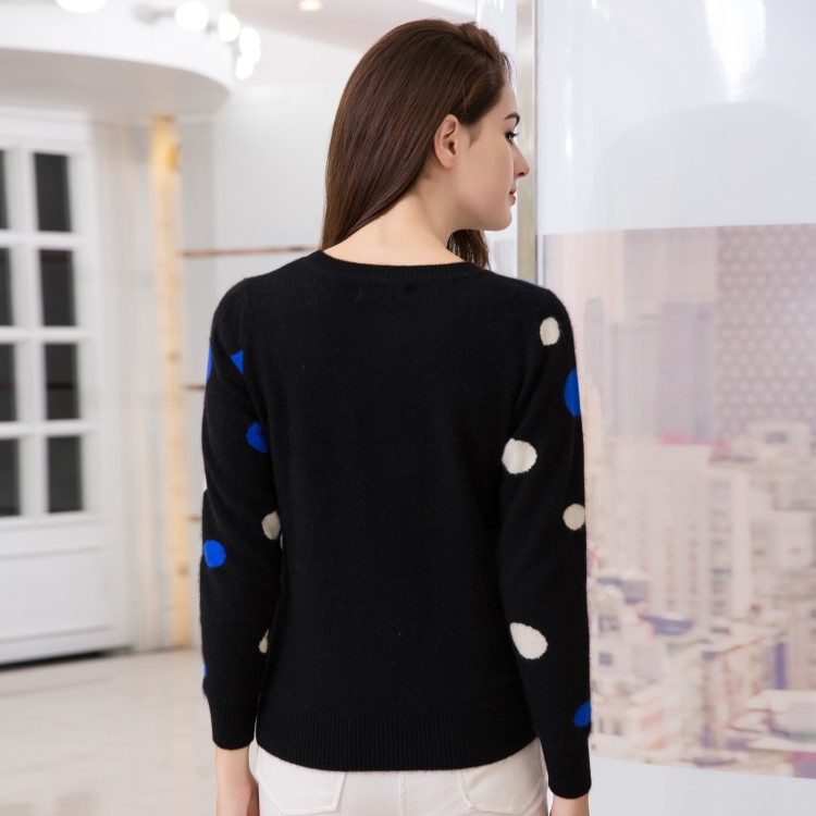 貴群新款圓領(lǐng)女裝羊絨套頭毛衣長袖短款針織衫打底衫 羊絨衫定做加盟