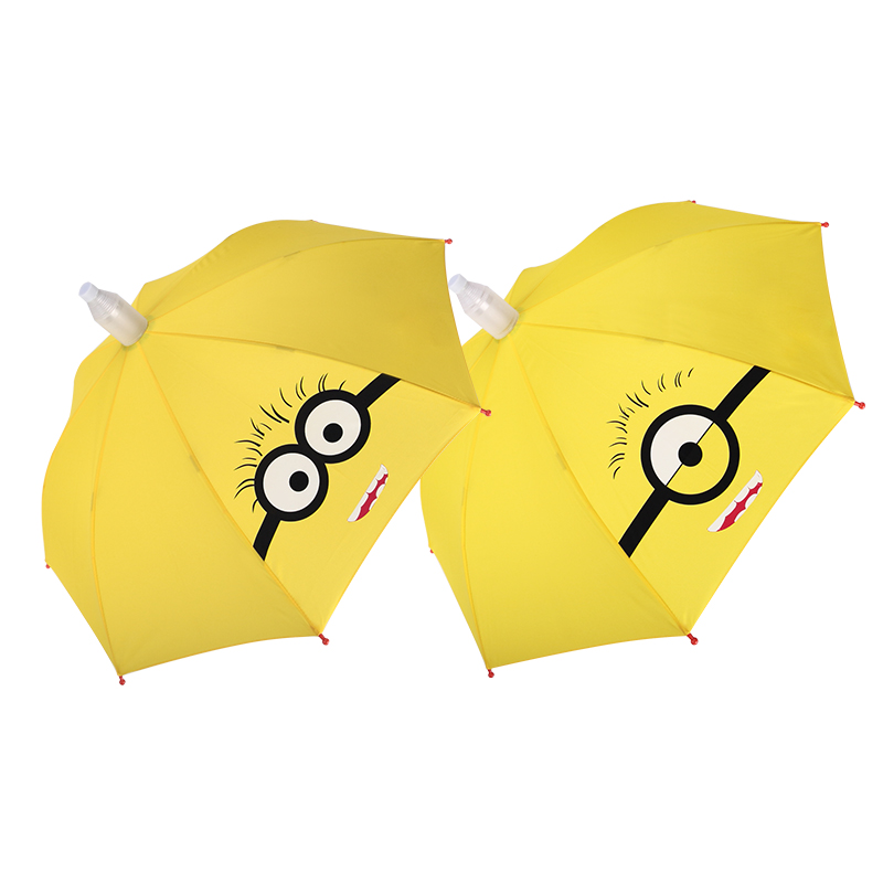 超萌安全式小黃人兒童雨傘 手動(dòng)纖維長(zhǎng)柄卡通傘 8K晴雨傘