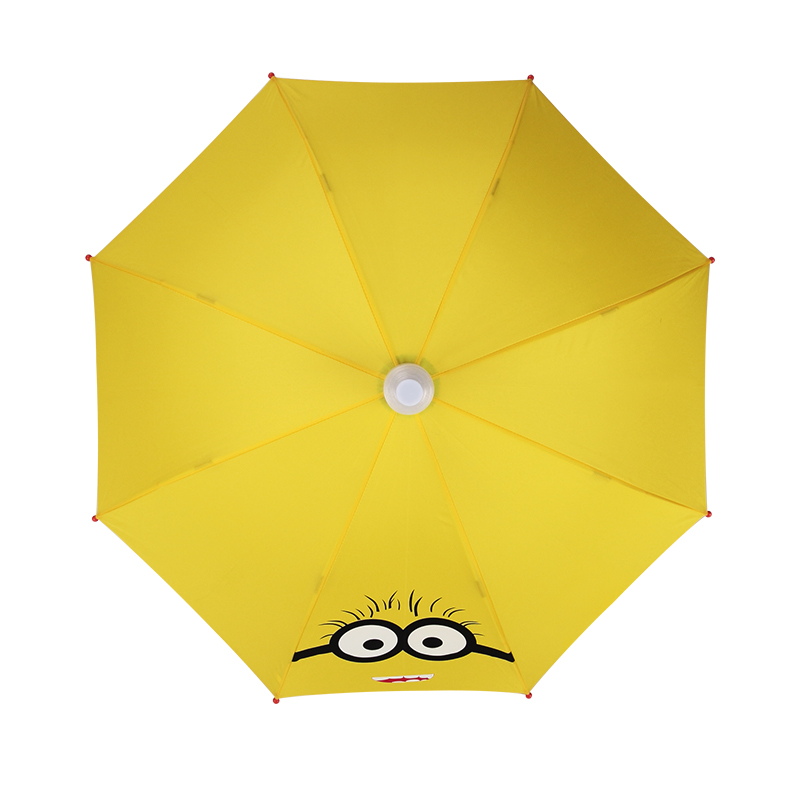 超萌安全式小黃人兒童雨傘 手動(dòng)纖維長(zhǎng)柄卡通傘 8K晴雨傘